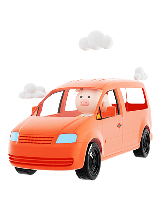 3d立体卡通可爱开车的猪动物免扣素材