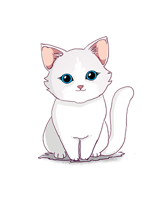 动物猫咪白色布偶蓝眼睛粉鼻子可爱手绘卡通