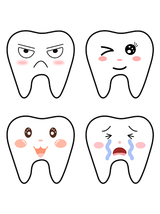 矢量卡通可愛的小牙齒表情包