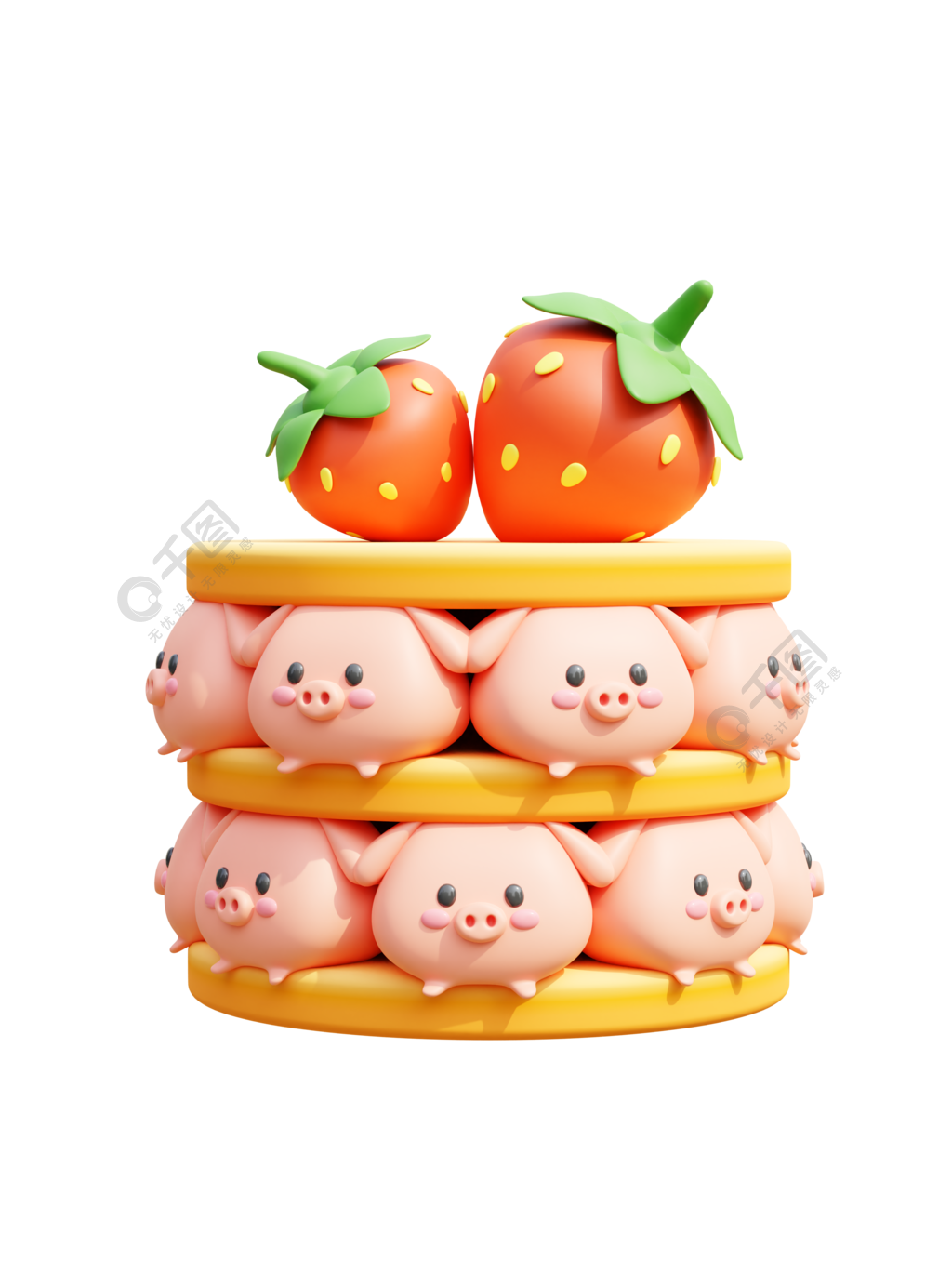 小猪摘草莓（嘟嘟巴豆）_阿雪的插画-站酷ZCOOL