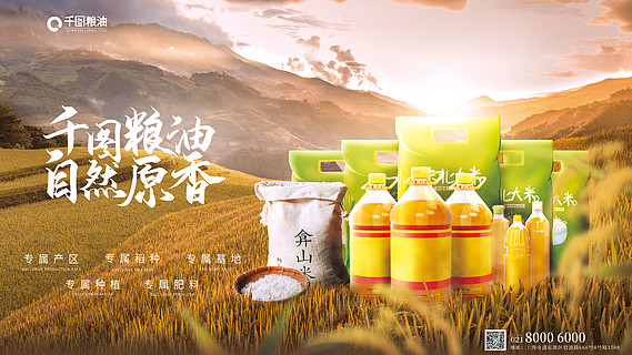 粮油食品食用油大米促销宣传合成展板