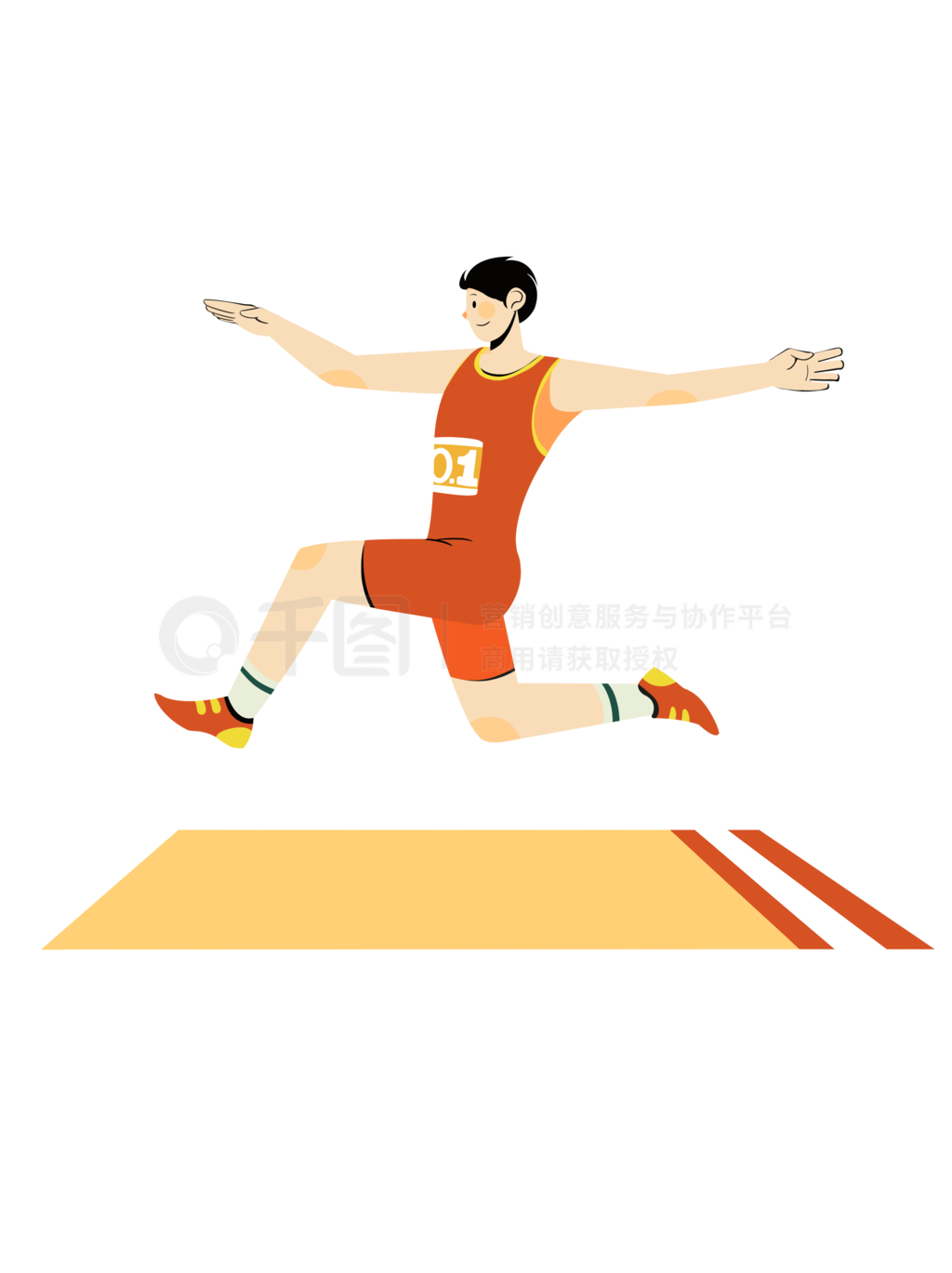 手绘残奥会运动员跳远比赛场景插画图片-千库网