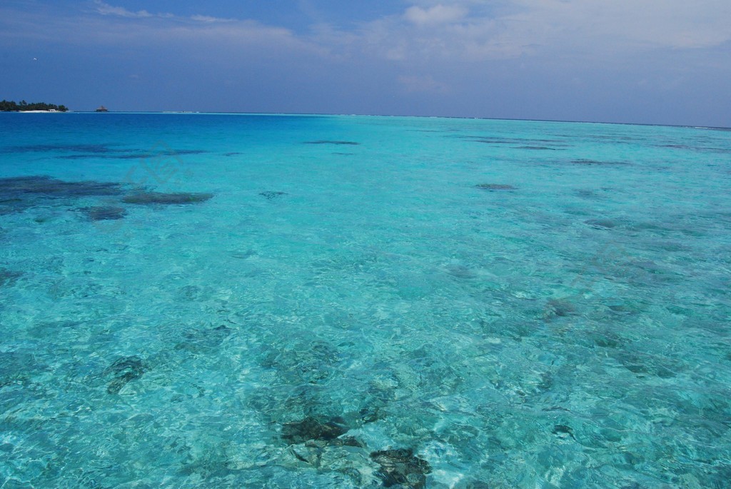 馬爾代夫群島的綠藍綠松石海水