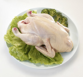 在盘子上的鸡肉与绿色