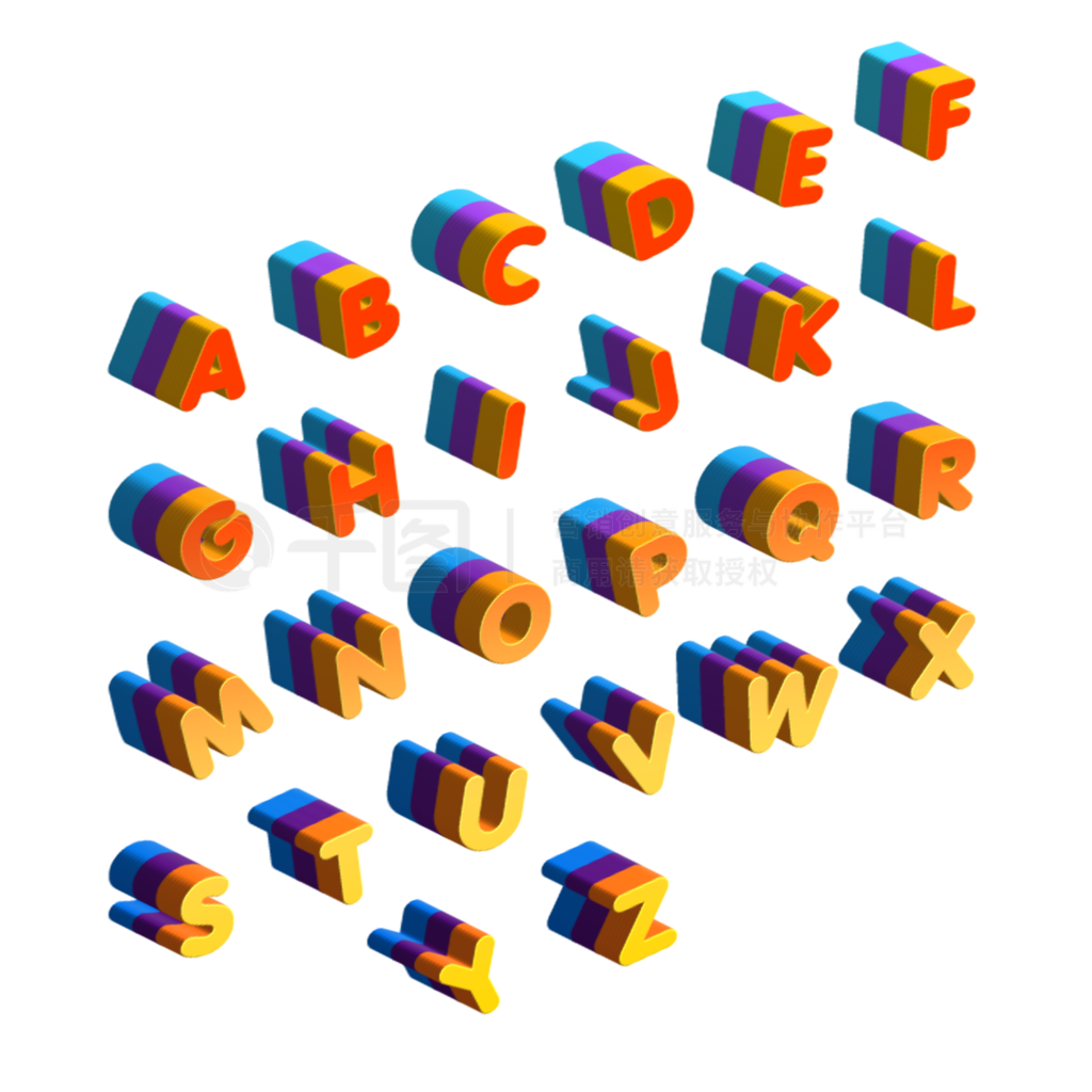 炫彩立體英文字母矢量素材圖片精選藝術字免費下載_psd格式_650像素_