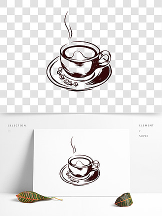 <i>热</i><i>气</i>咖啡剪影简笔画手绘咖啡杯