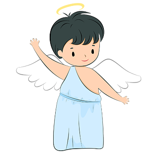 挥手的天使男孩卡通人物