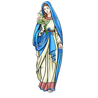 拿花的圣母玛利亚基督教天主教欧洲宗教人物彩色上帝母亲