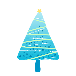 蓝色五角星点缀的圣诞树