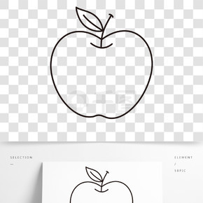 apple clipart black and white 简约线条苹果简笔画