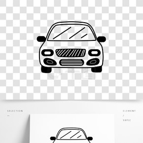 舊式汽車正面視圖設計線稿car black and white clipart