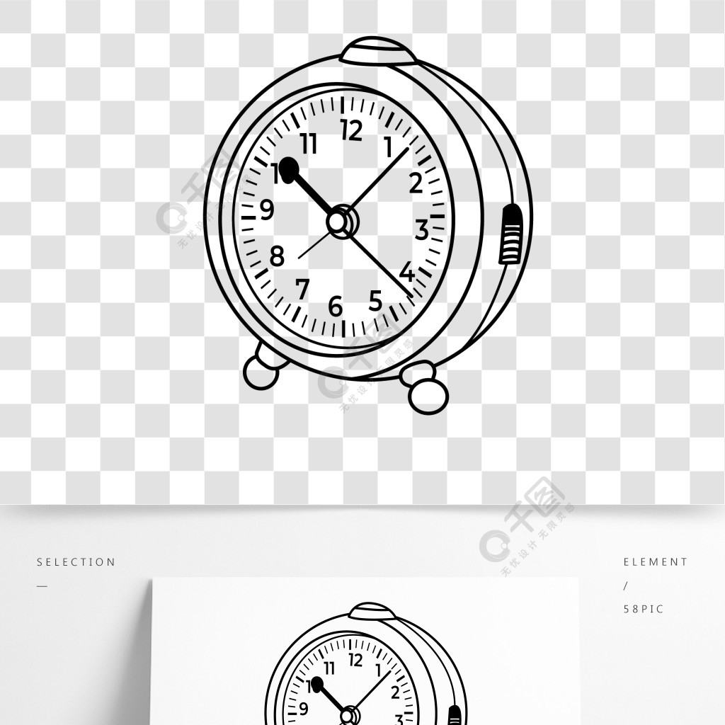 闹钟设计黑白装饰画图片