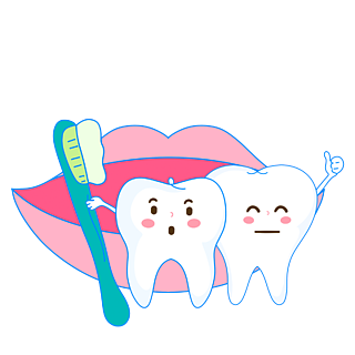 拿着牙刷的可爱牙齿卡通牙齿健康与卫生插画