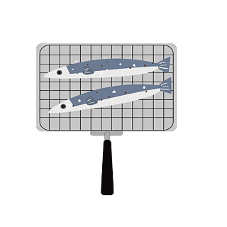 秋刀魚卡通手繪美食烤秋刀魚線條插畫矢量裝飾元素原創手繪秋刀魚海鮮