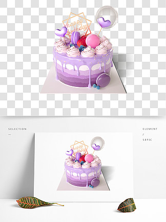 紫色奶油马卡<i>龙</i>生日蛋糕