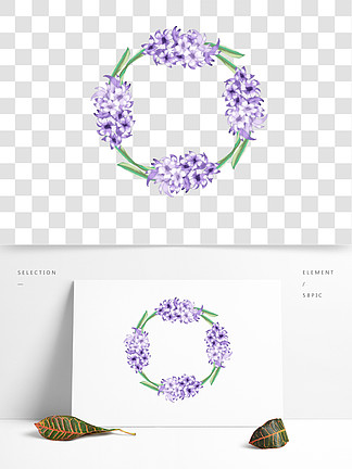 纳吾肉孜节风<i>信</i>子花卉紫色花朵圆形边框