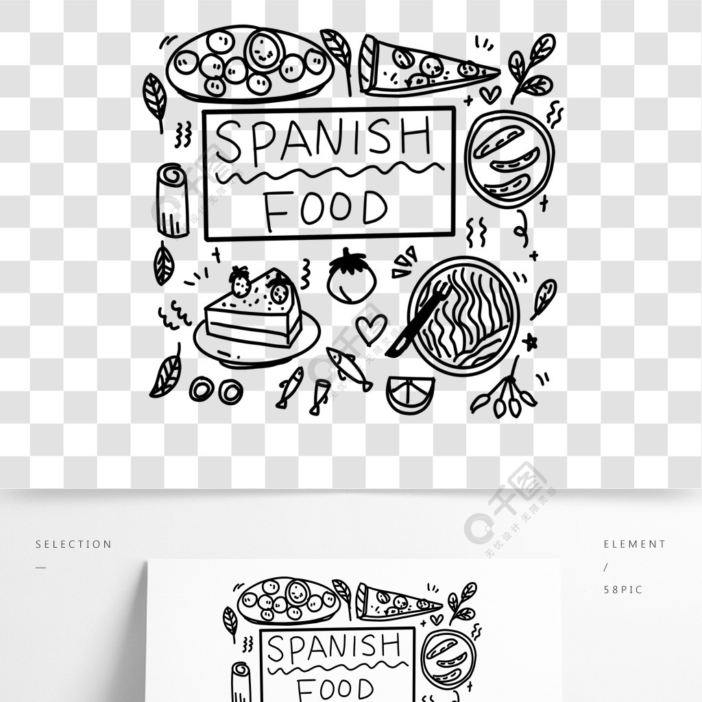 西班牙特色美食简笔画图片