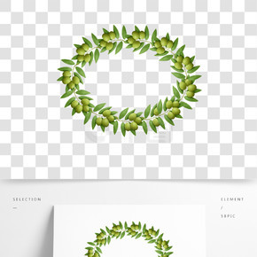 平面风格绿色奥运会橄榄枝花卉边框