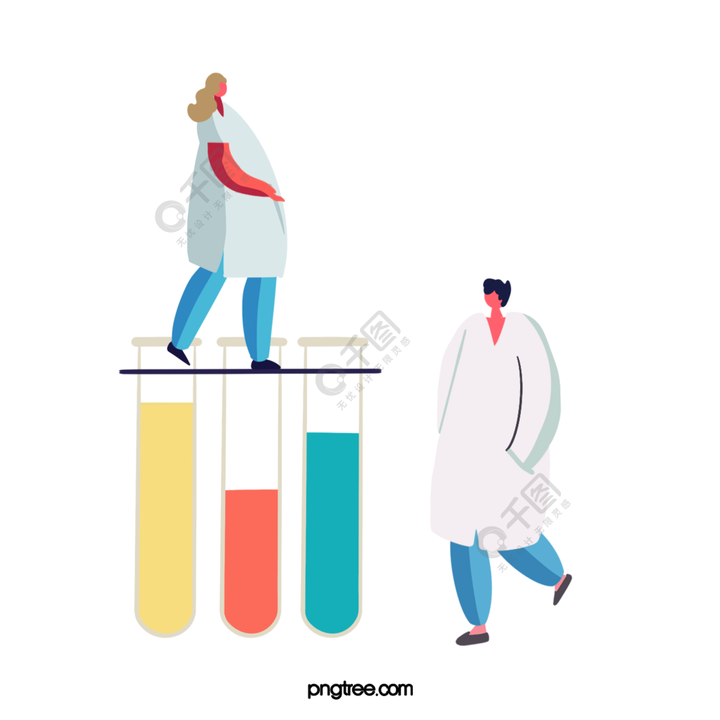 卡通手绘试管医生医学插图