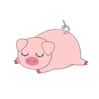 卡通可爱睡觉小猪矢量元素 pig clipart