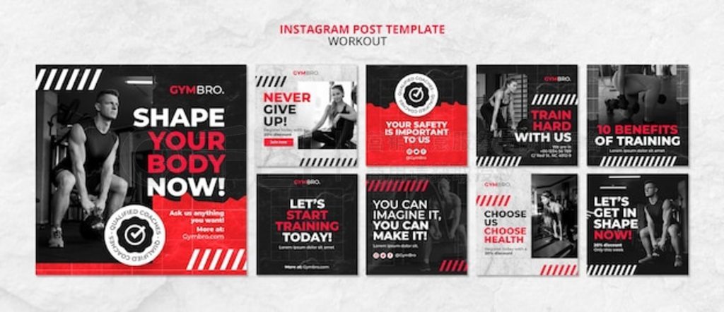 Fitness instagram posts collection in dual tone