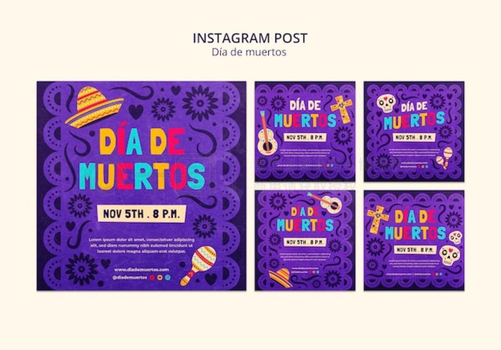 ƽ d de muertos instagram post set