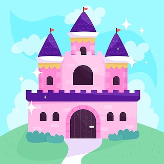 童话般的魔法城堡粉红色