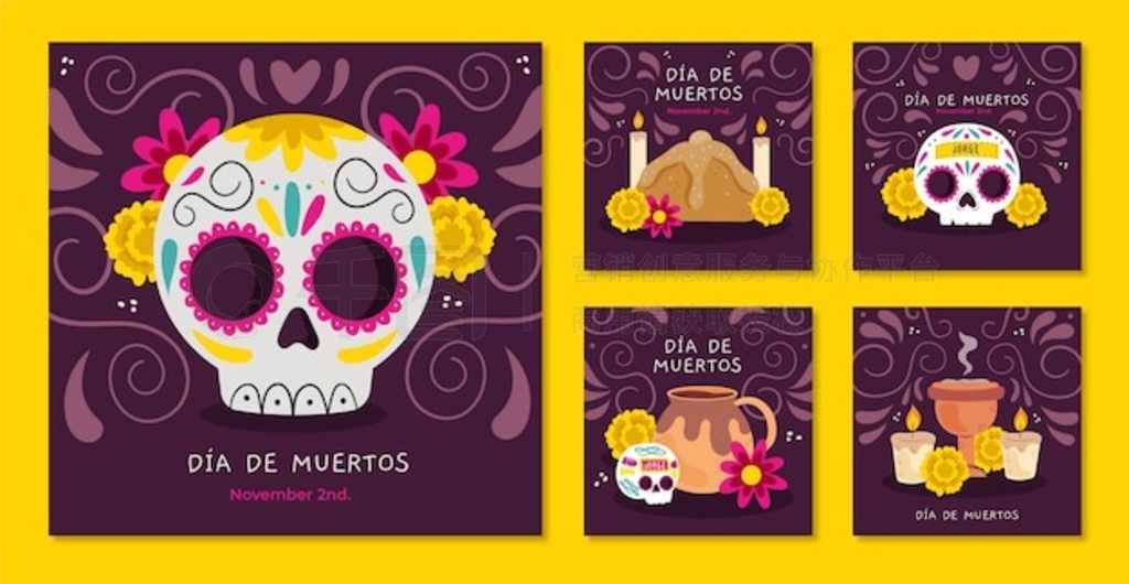 Flat dia de muertos instagram Ӽ