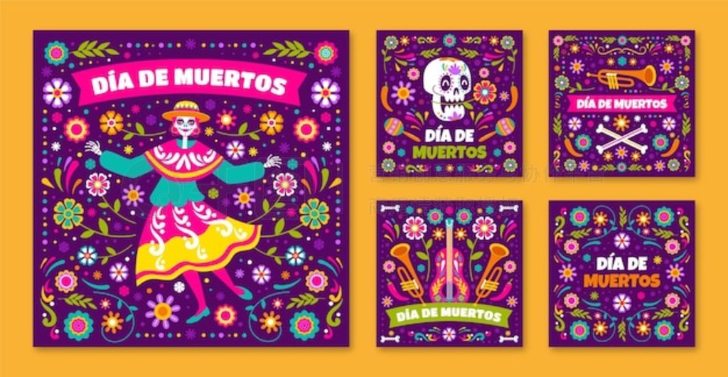 Flat dia de muertos instagram Ӽ