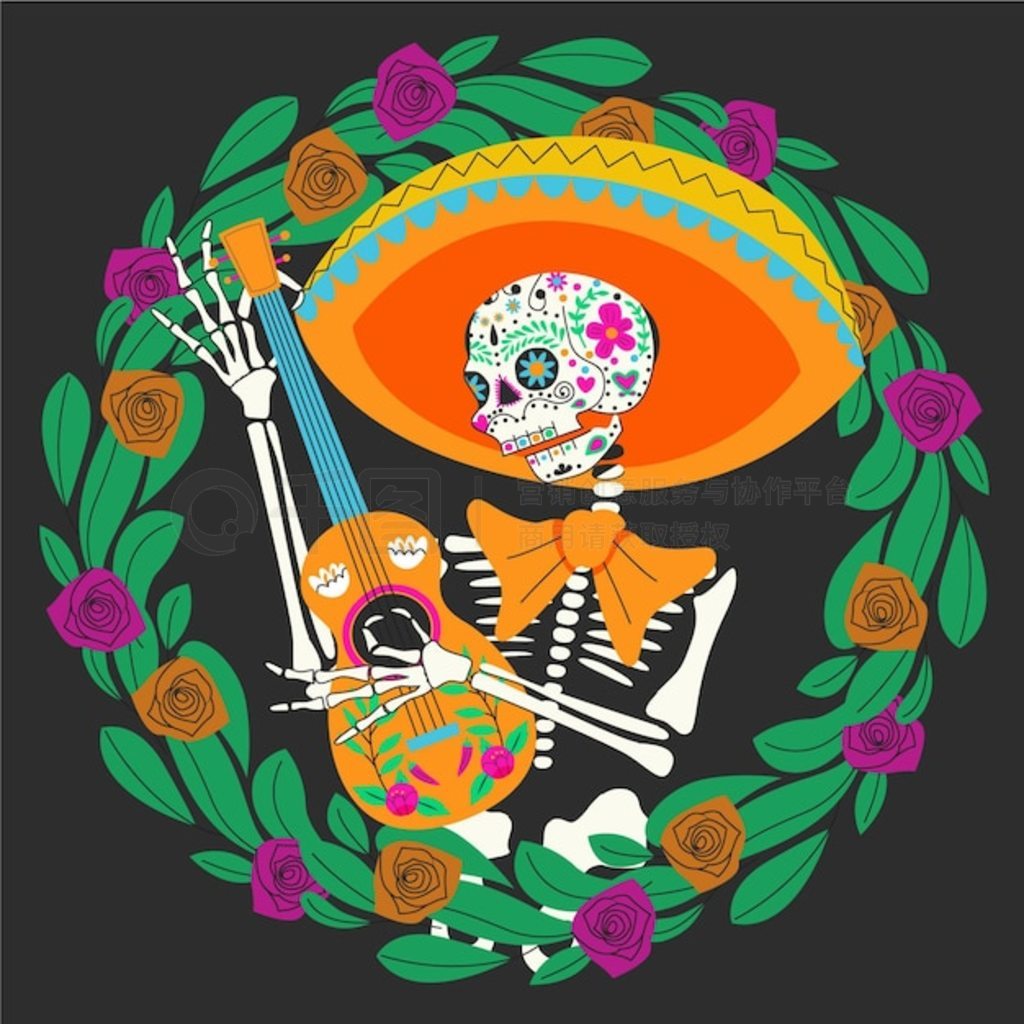 ֻ dia de muertos illustrationn