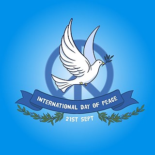 国际和平日与和平标志和鸽子