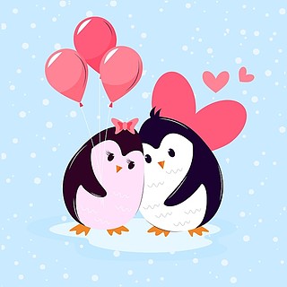 情人节动物情侣与企鹅