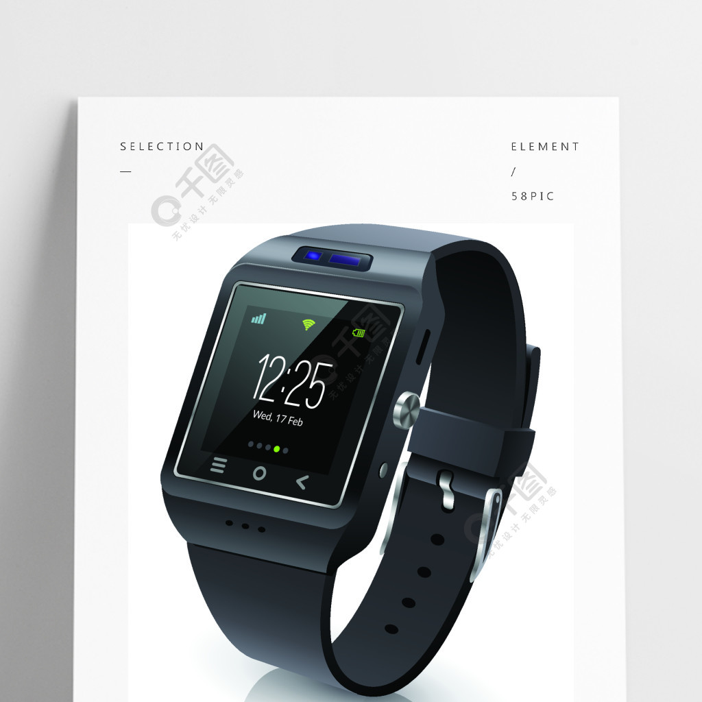 智能手錶現實形象黑色smartwatch可穿戴計算機附件,用於timekeepnig和