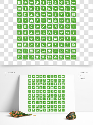 在白色背景传染媒介例证在难看的东西样式绿色设置的100个兽医象隔绝的100兽医图标设置垃圾绿色