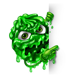 作为一个绿色鼻涕概念的黏液字符作为流鼻水液体塑造了作为有一个空白的标志的一个<i>传</i><i>染</i><i>性</i>的妖怪作为鼻窦或鼻腔感<i>染</i>或病毒细菌感<i>染</i>的一个医学疾病标志作为3D例证