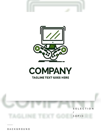 <i>游</i>戏，<i>游</i>戏，互联网，多<i>人</i><i>游</i>戏，在线Flat Business Logo模板创意绿色品牌名称设计