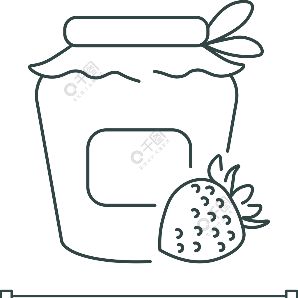 自制水果果酱准备,果酱制作罐头轮廓符号矢量孤立的轮廓图可编辑笔画