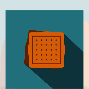 方形饼干图标方形饼干矢量图标的淡蓝色背景上的网站的平面插图方形