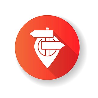 gps指针红色平面设计长长的阴影标志符号图标现代导航,全球定位系统