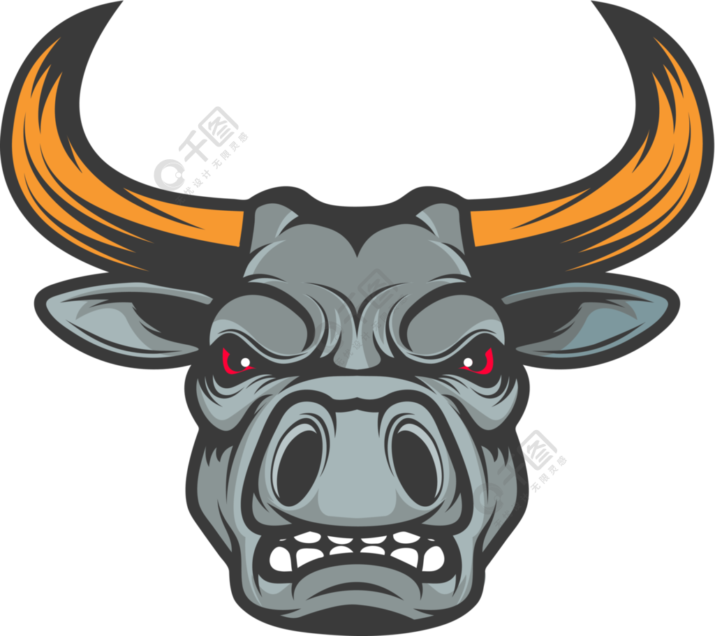 公牛头体育团队的吉祥物标志,标签,标志,标志,徽章的设计元素向量例证