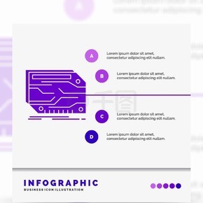卡,組件,自定義,電子,內存網站和演示文稿的信息圖表模板glyph紫色