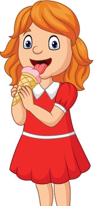 卡通小女孩吃冰淇淋
