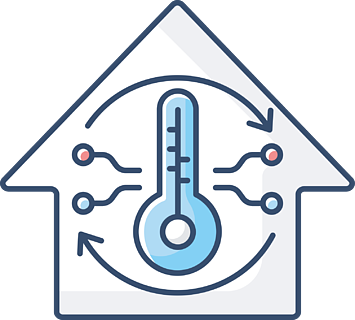 中央空调rgb颜色图标大型家庭通风系统房屋制冷和供暖,现代气候控制