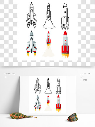 <i>动</i>画片和乱画线太空火箭设置了传染媒介例证火箭飞船，船舶和宇宙飞船卡通和涂鸦线太空火箭设置矢量<i>图</i>