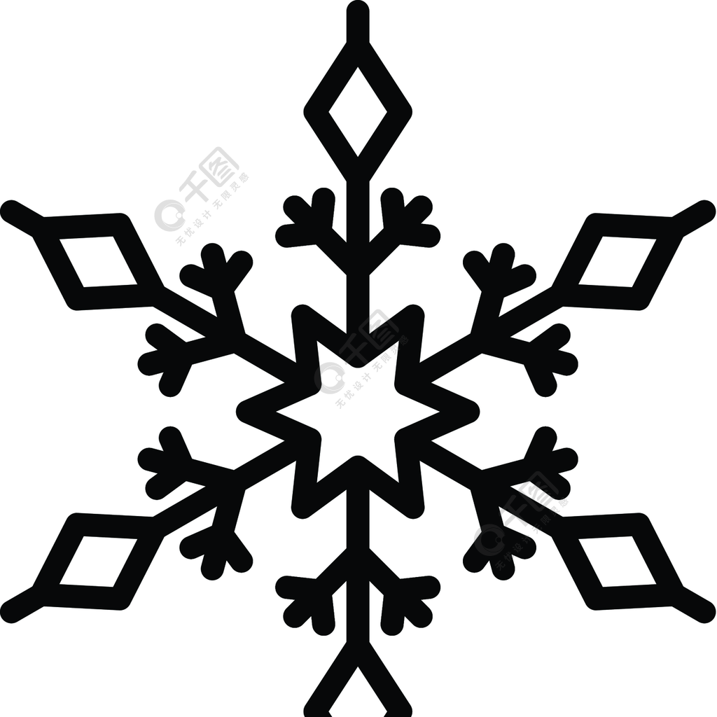 雪花形状图标概述雪花形状在白色背景上孤立的网络设计矢量图标雪花