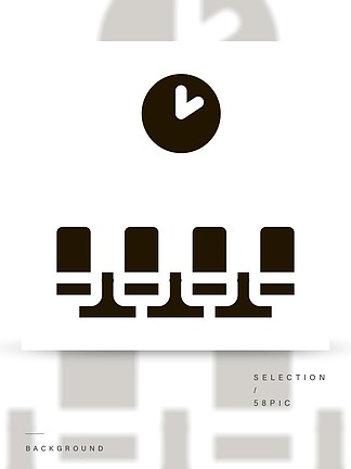 機場候診室主持圖標矢量機場等待航班座位和時鐘象形圖乘客單色標誌