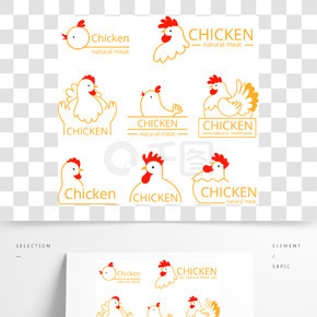 Pollo徽标与农场鸟类鸡和公鸡矢量食物标识的身份图片设计模板农场鸡，天然肉标识图Pollo徽标带有农场鸟，鸡和公鸡的身份图片设计模板矢量食品标识