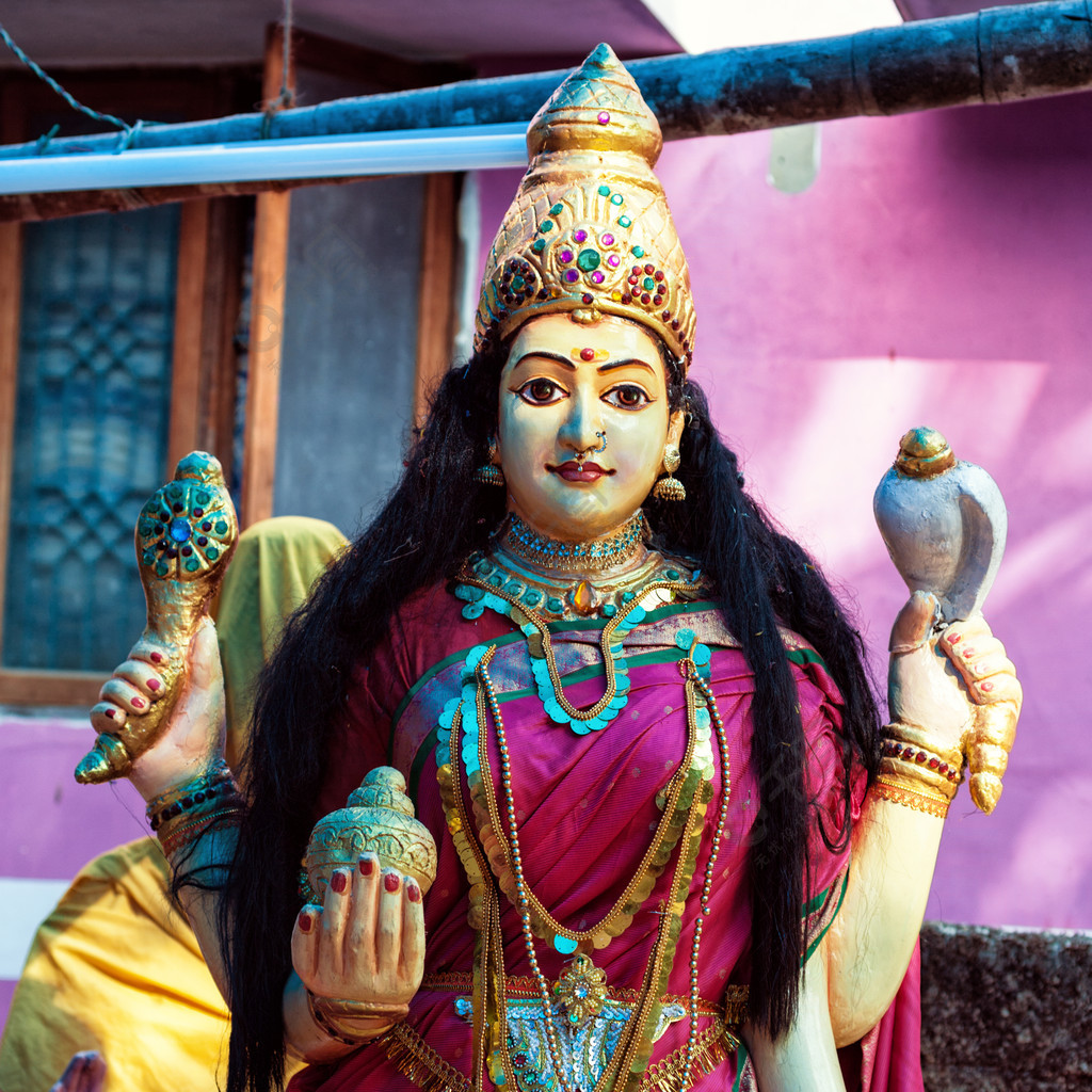 印度教女神特写的雕像