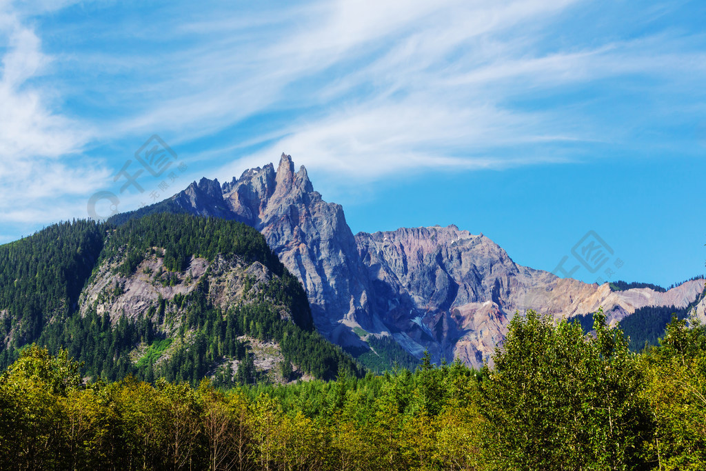 夏季加拿大落基山脈風景如畫的山景