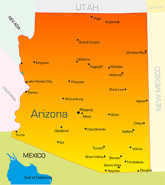 亚利桑那州地图高清图片